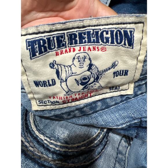 True Religion Mens Straight Embroidery Flap Pockets Jeans Size 38 - Picture 5 of 11